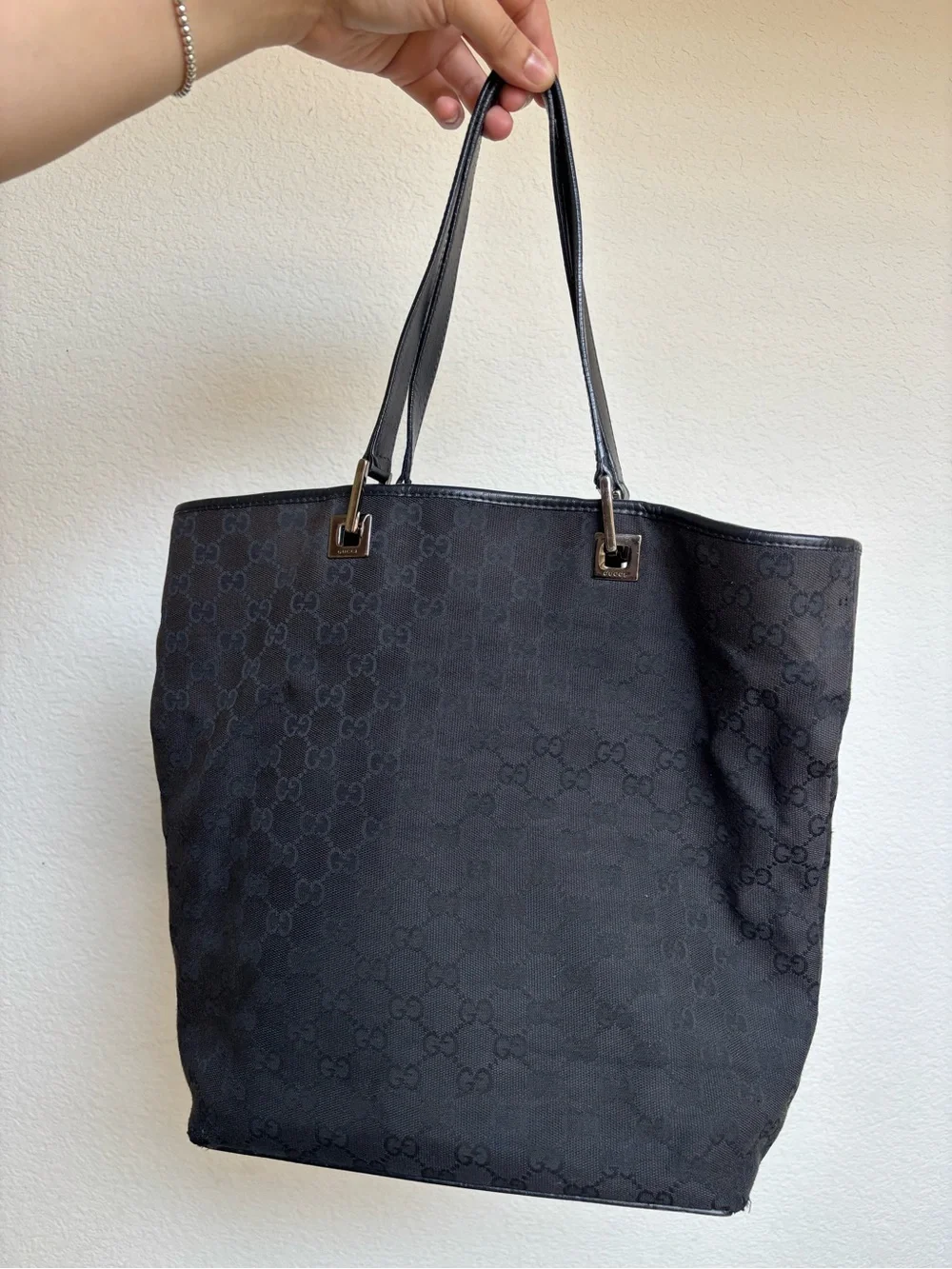 Gucci Black GG Monogram Canvas Tote